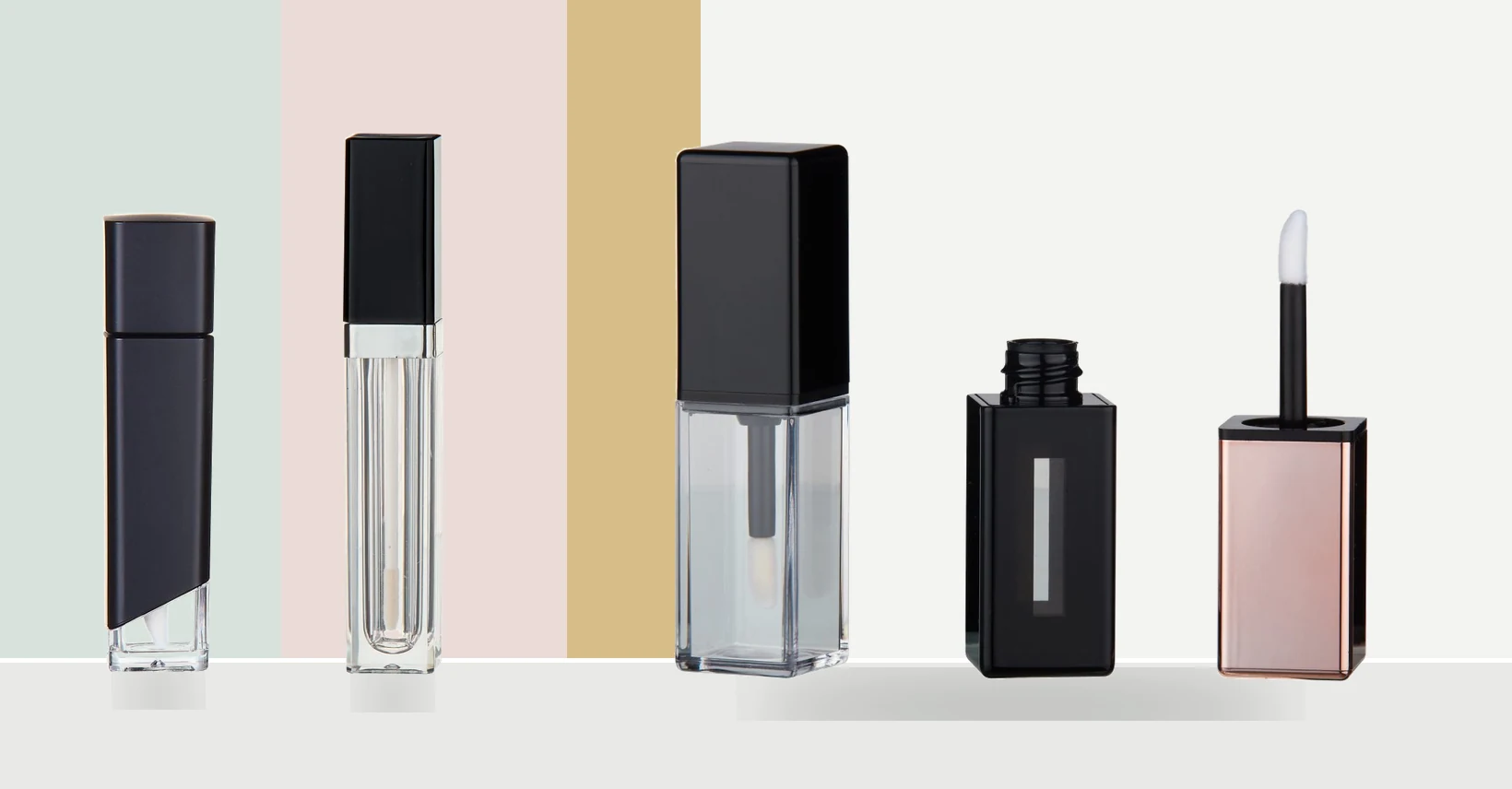 Custom lip gloss tubes with applicators and packaging components